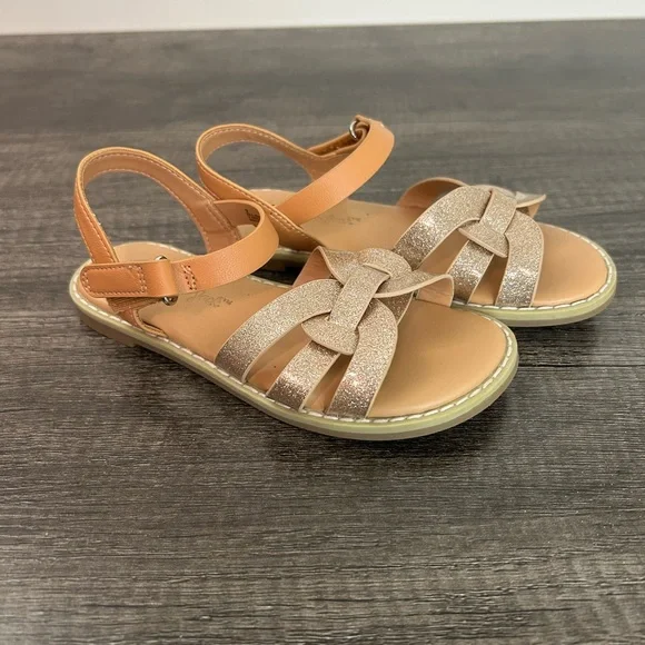 Adorable Cat & Jack Girls Sandals in Glittery Tan Size 9 (little kid) - Picture 1 of 3